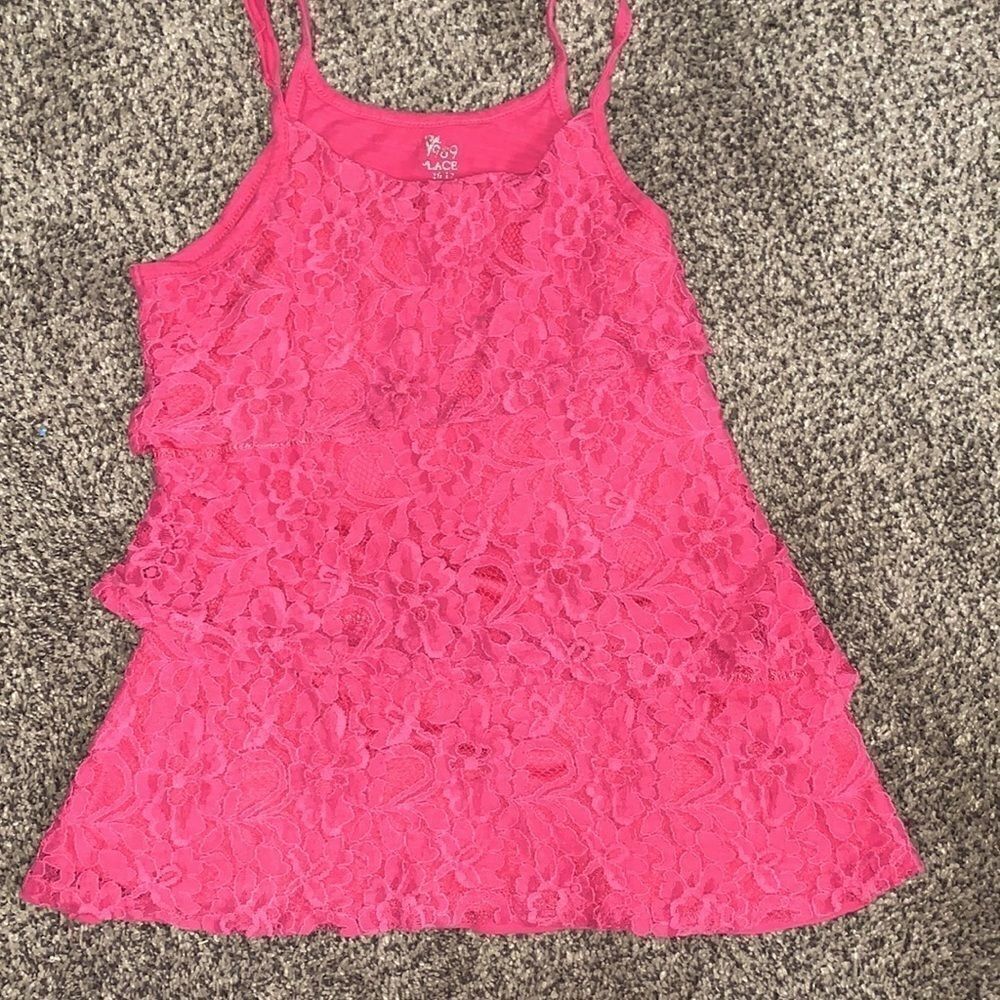 The Children’s Place Lace Ruffle Pink Tank top - Size 10/12